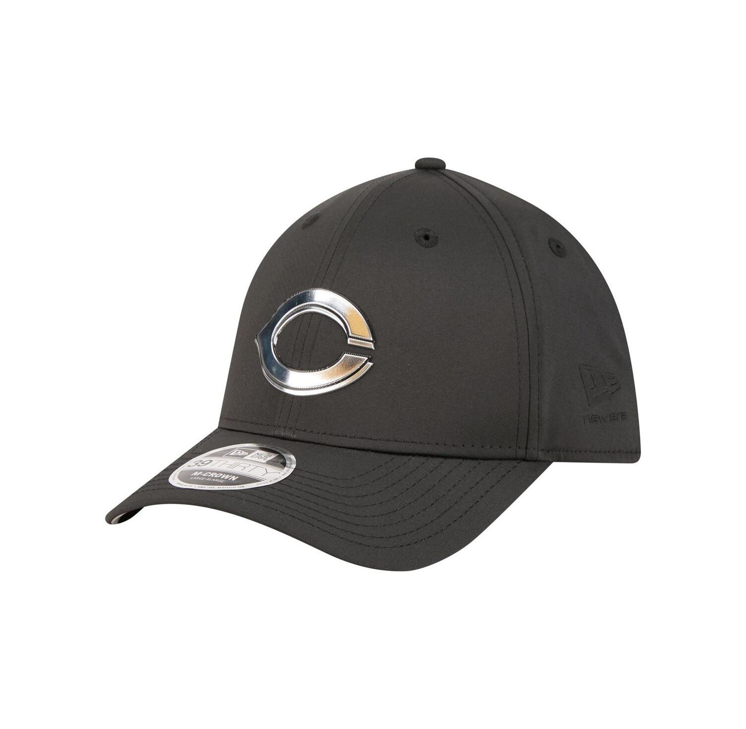 Men's Black Cincinnati Reds Metallic 39THIRTY M-Crown Flex Hat