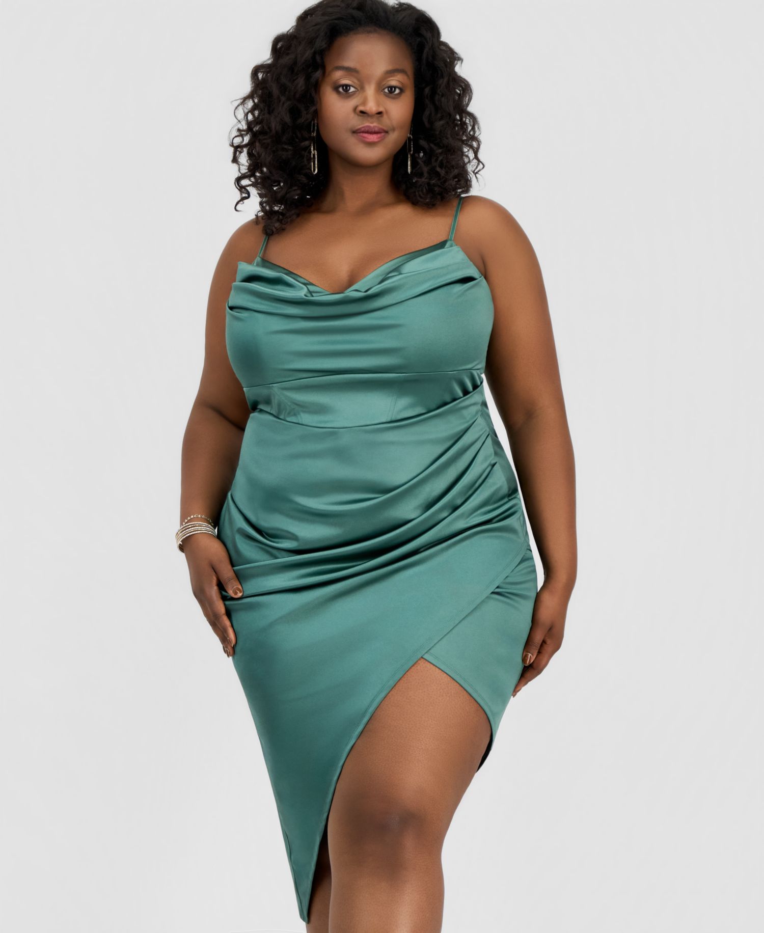 Trendy Plus Size Asymmetric Sleeveless Bodycon Dress