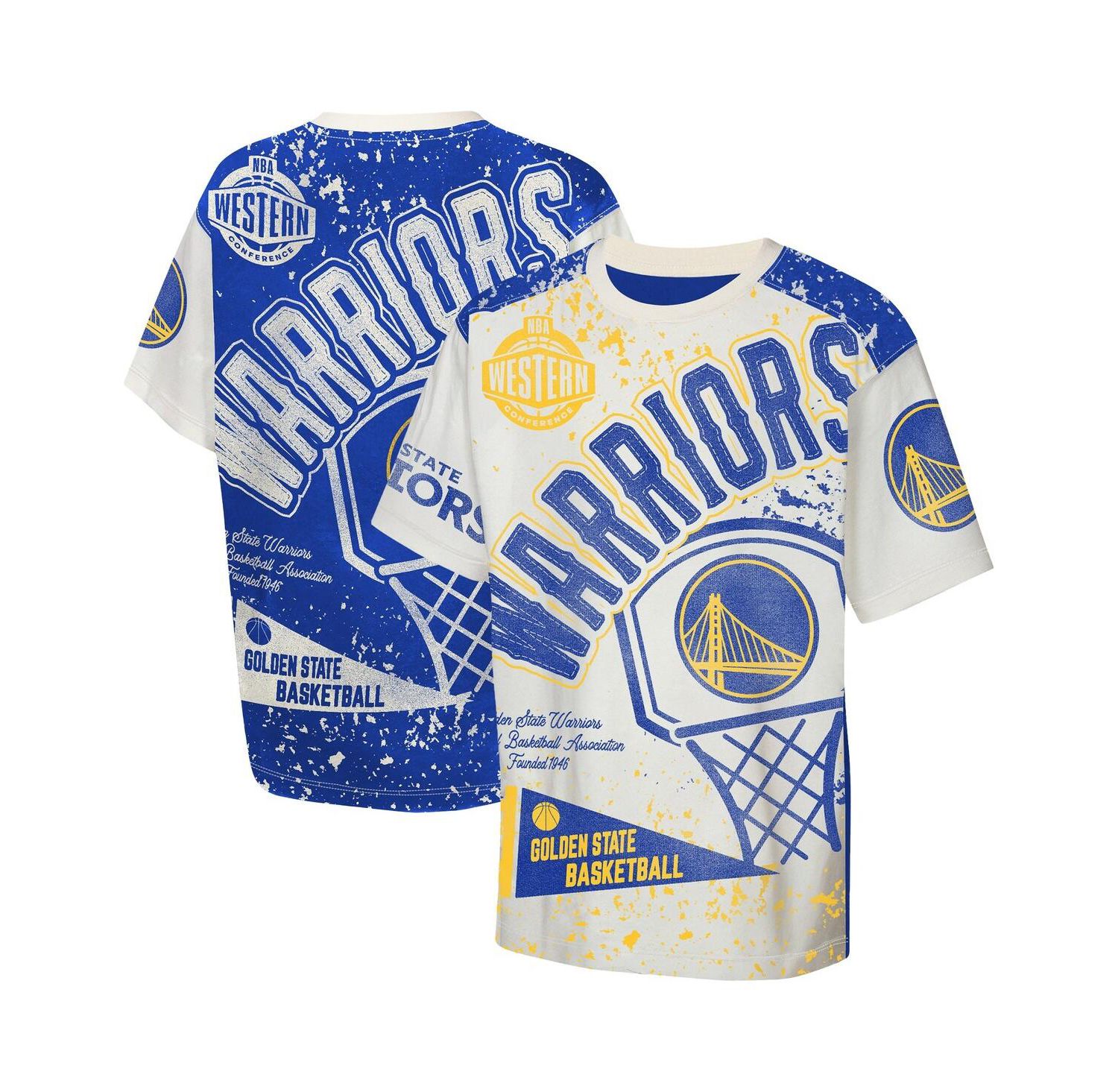 Big Boys and Girls White Golden State Warriors Top Player All-Over-Print T-Shirt
