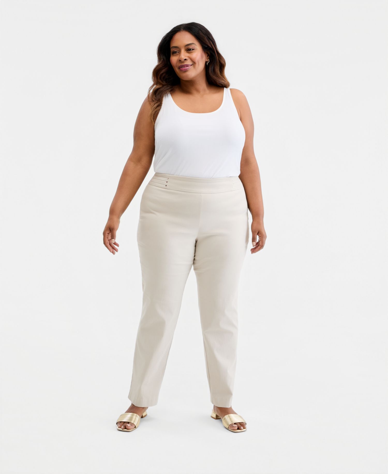Petite Studded-Rivet Slim-Leg Pants, Petite & Petite Short