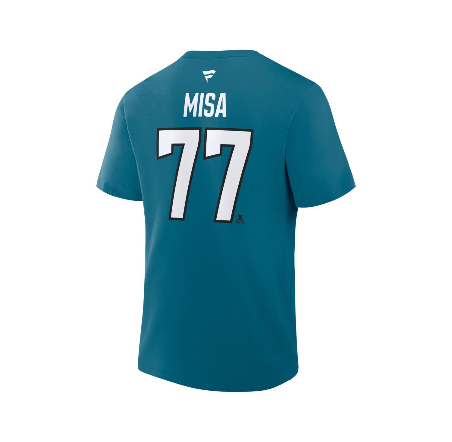 Men's Michael Misa Teal San Jose Sharks Authentic Stack Name & Number T-Shirt