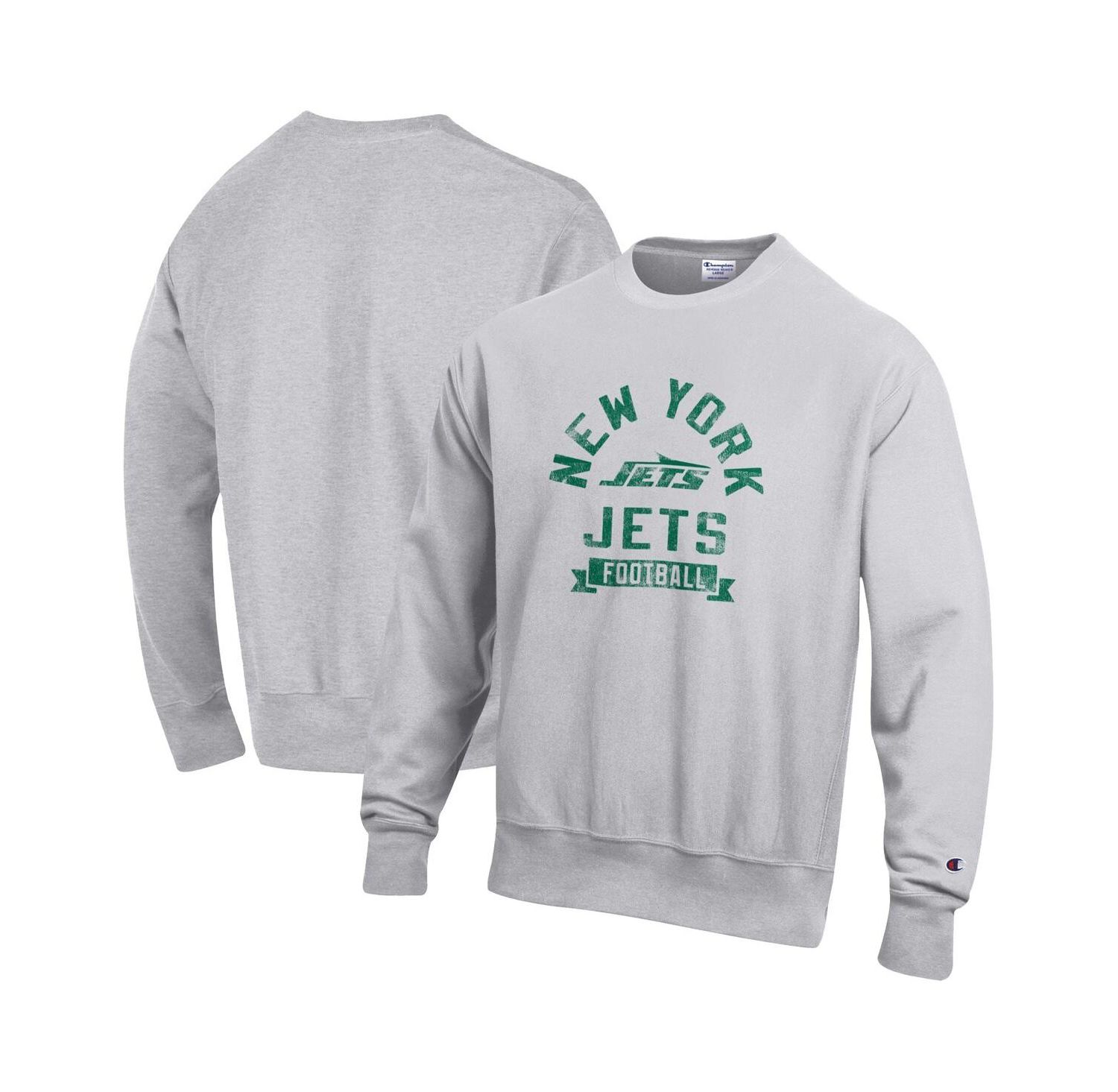 Men's Heather Gray New York Jets Reverse Weave Fleece Pullover Sweatshirt