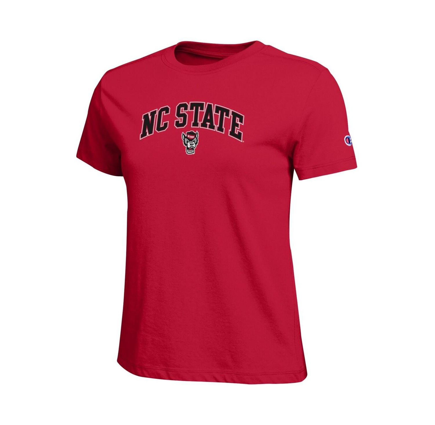 Women's Red NC State Wolfpack Arched Over Logo T-Shirt