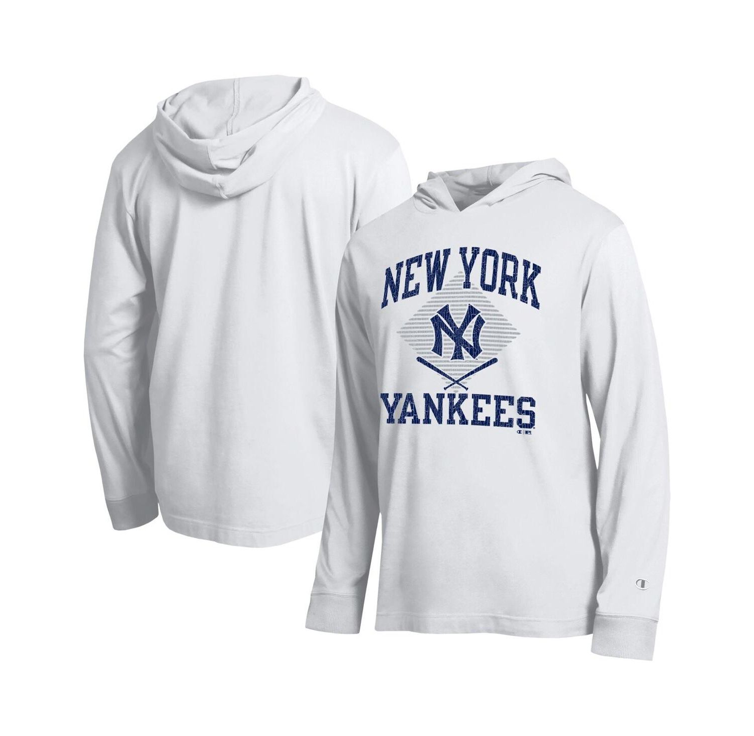 Men's White New York Yankees Cooperstown Hooded Long-Sleeve T-Shirt