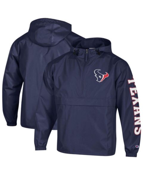 Мужская куртка Champion Navy Houston Texans Packable Hooded Windbreaker Half-Zip