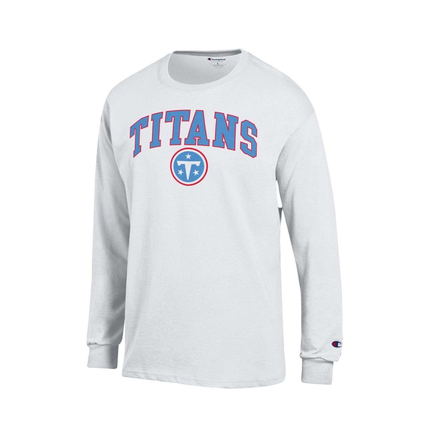 Мужская футболка Champion White Tennessee Titans Arch Over Logo Long Sleeve — фото 2