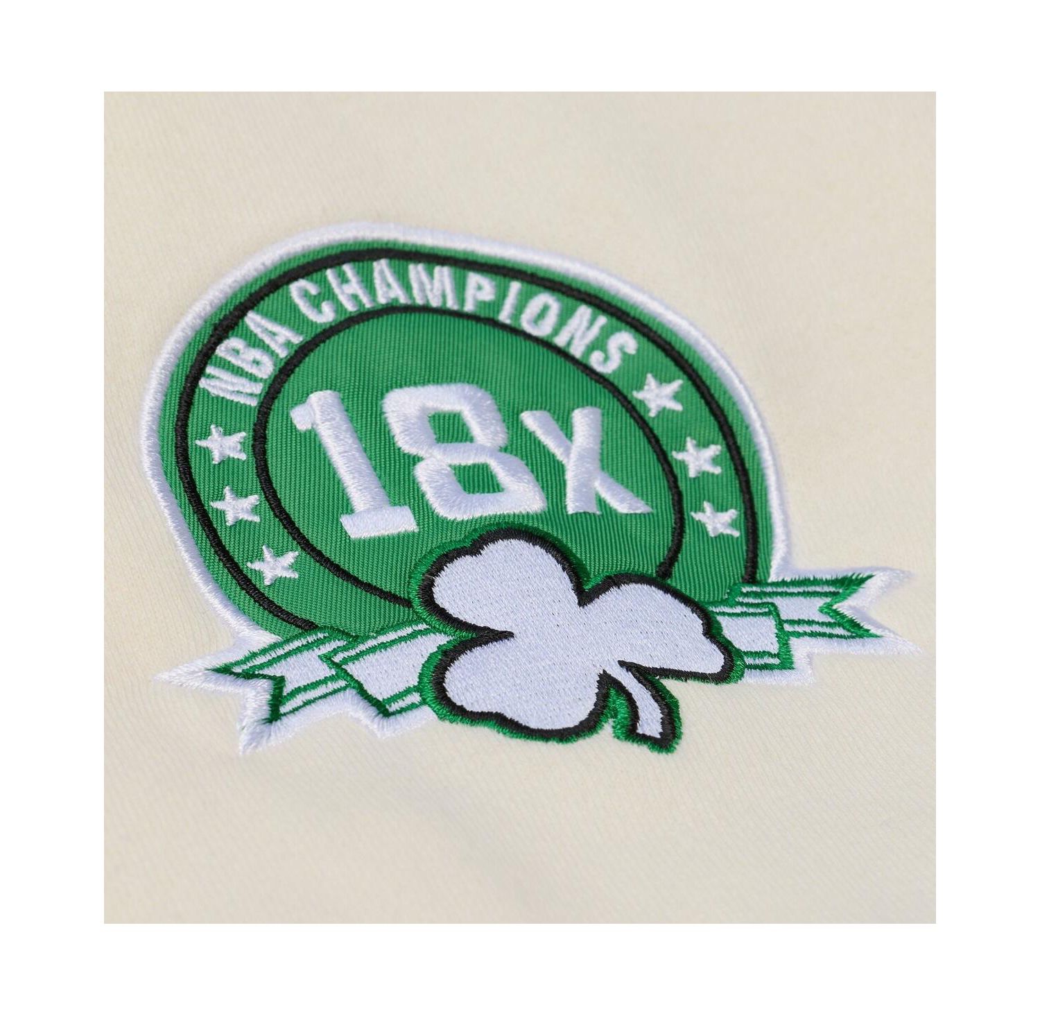Men's Cream Boston Celtics Hardwood Classics Chainstitch Premium Fleece Hoodie