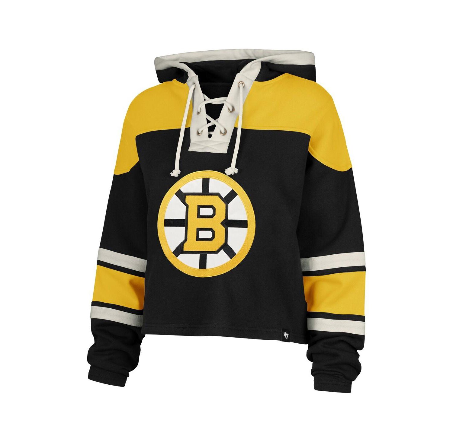 Women's Jeremy Swayman Black Boston Bruins Superior Lacer Cropped Pullover Hoodie
