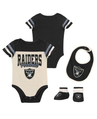 Baby Boys and Girls 3-Piece Las Vegas Raiders Up One Bodysuit, Bib and Booties Set