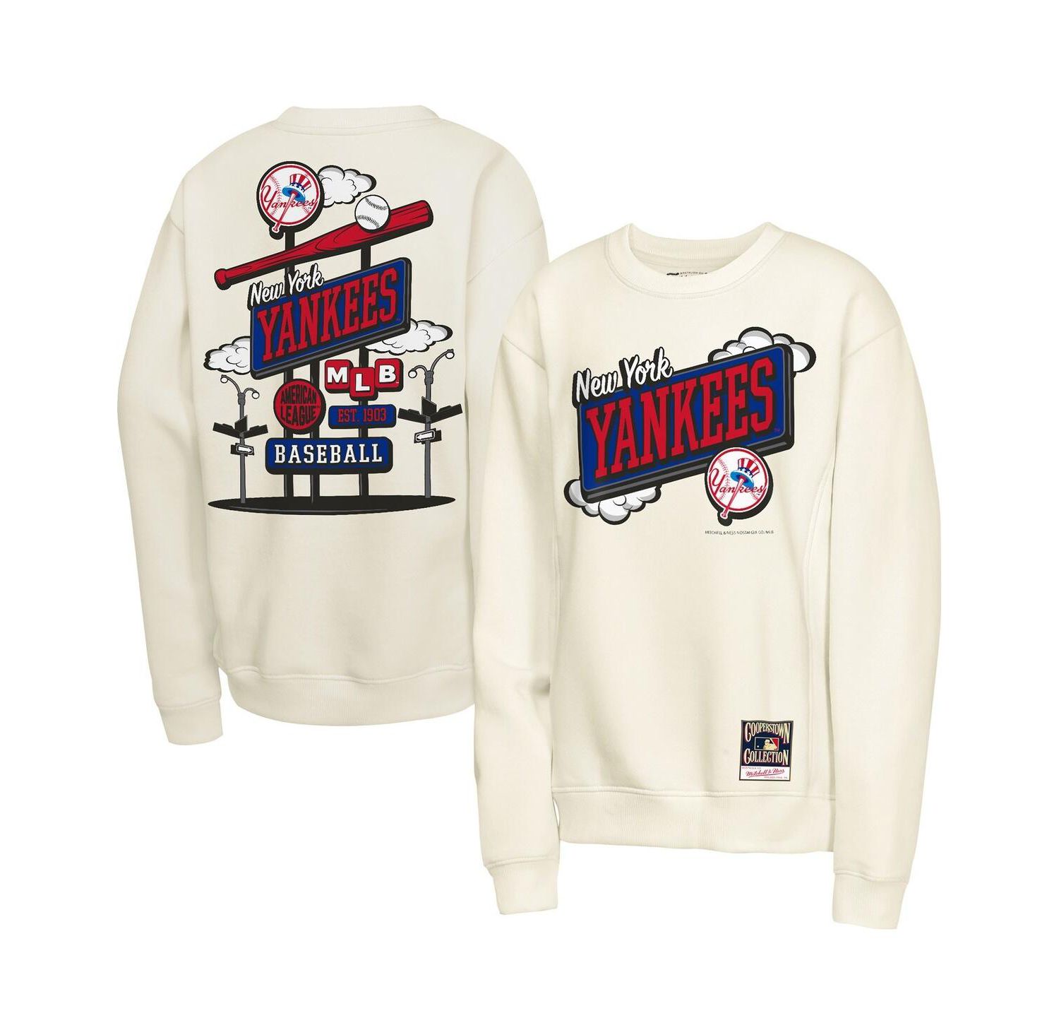 Big Boys and Girls Natural New York Yankees Retro Billboard Sweatshirt