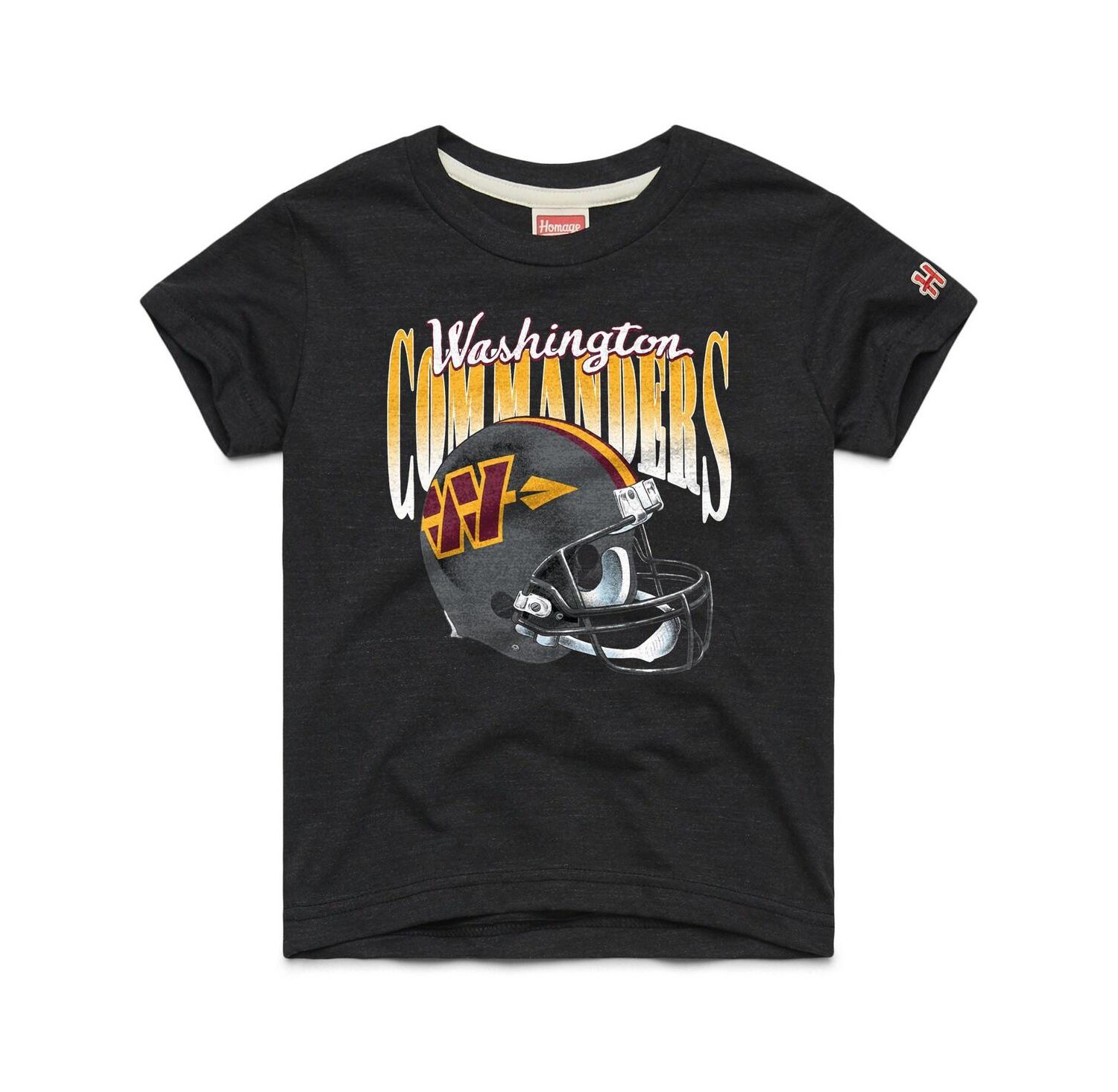 Big Boys and Girls Charcoal Washington Commanders Gradient Helmet Tri-Blend T-Shirt