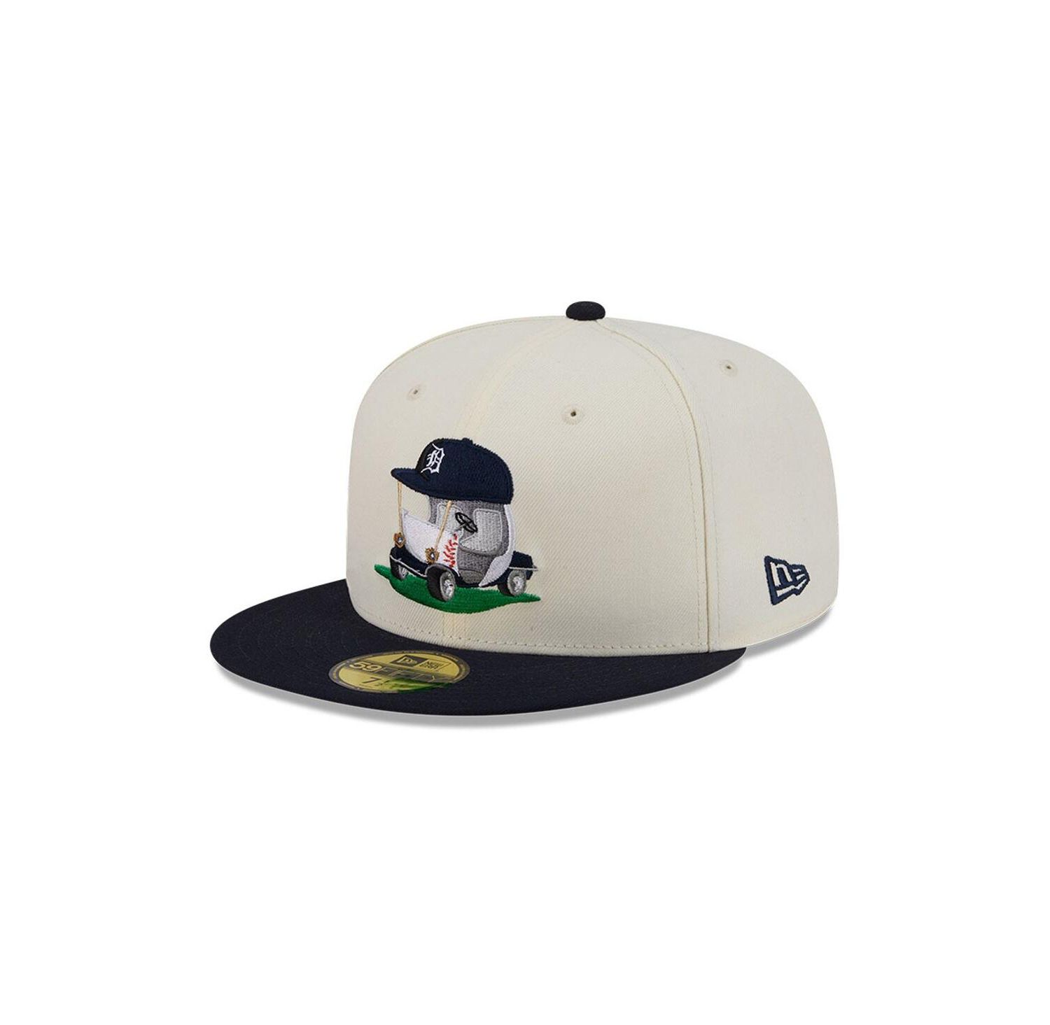 Men's Cream/Navy Detroit Tigers Bullpen Cart 59FIFTY Fitted Hat