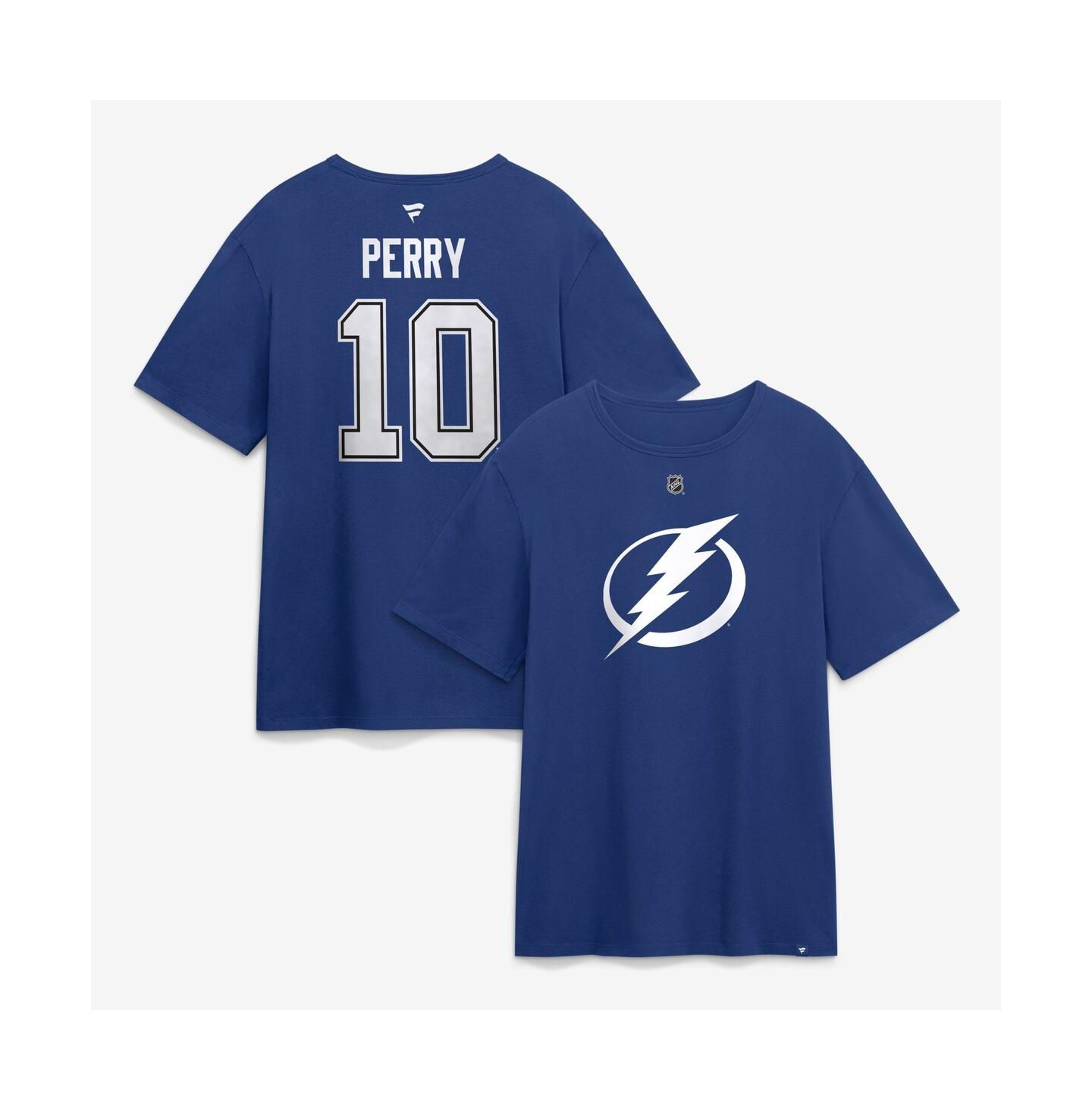 Мужская футболка Fanatics Corey Perry Blue Tampa Bay Lightning Authentic Stack Name & Number — фото 1