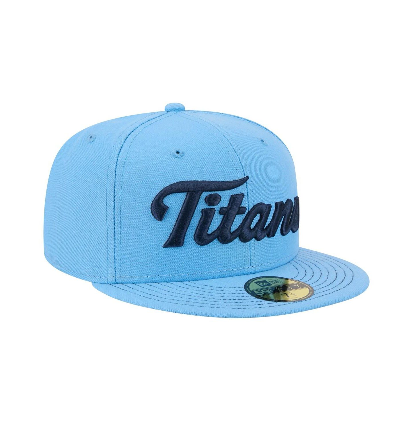 Мужская кепка New Era Light Blue Tennessee Titans Script 59FIFTY Fitted Hat — фото 3