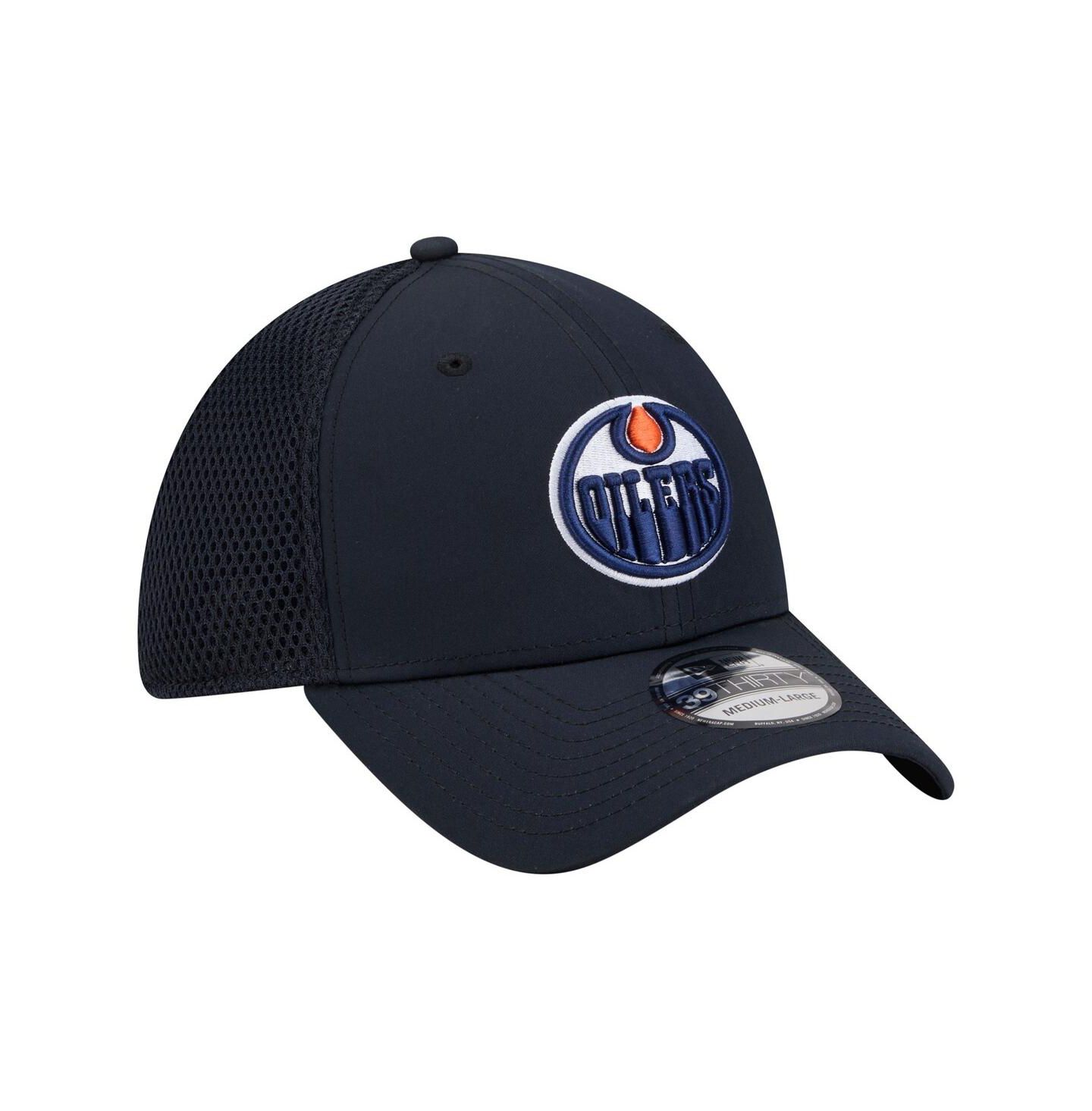 Мужская кепка New Era Navy Edmonton Oilers Logo 39THIRTY Flex Hat — фото 3
