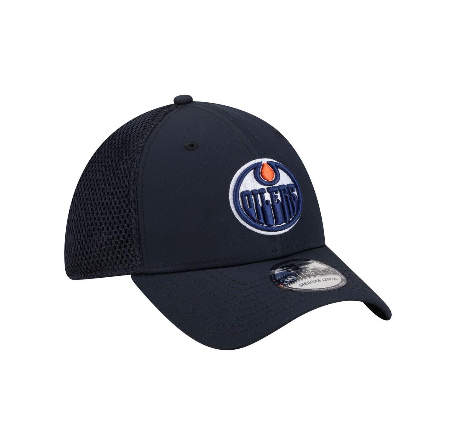 Men's Navy Edmonton Oilers Logo 39THIRTY Flex Hat