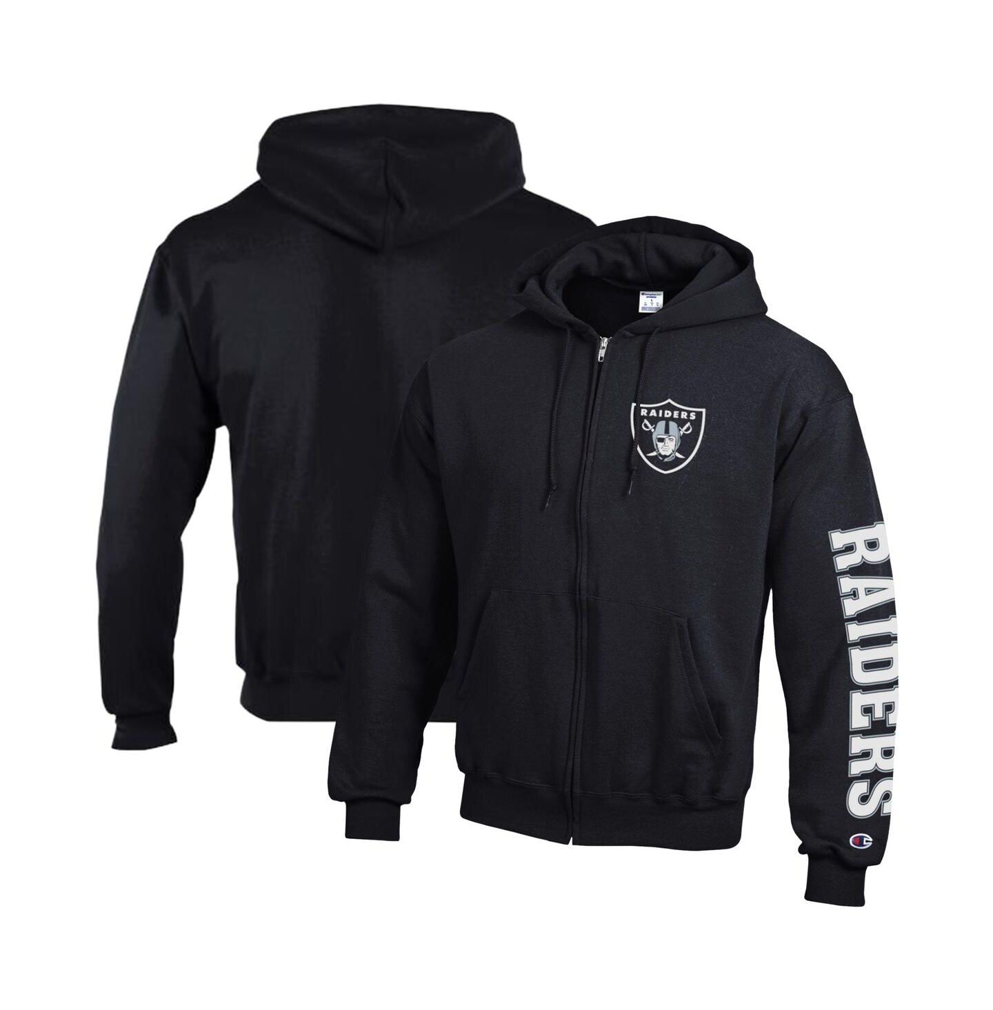Мужское худи Champion Black Las Vegas Raiders Powerblend Fleece Full-Zip — фото 1