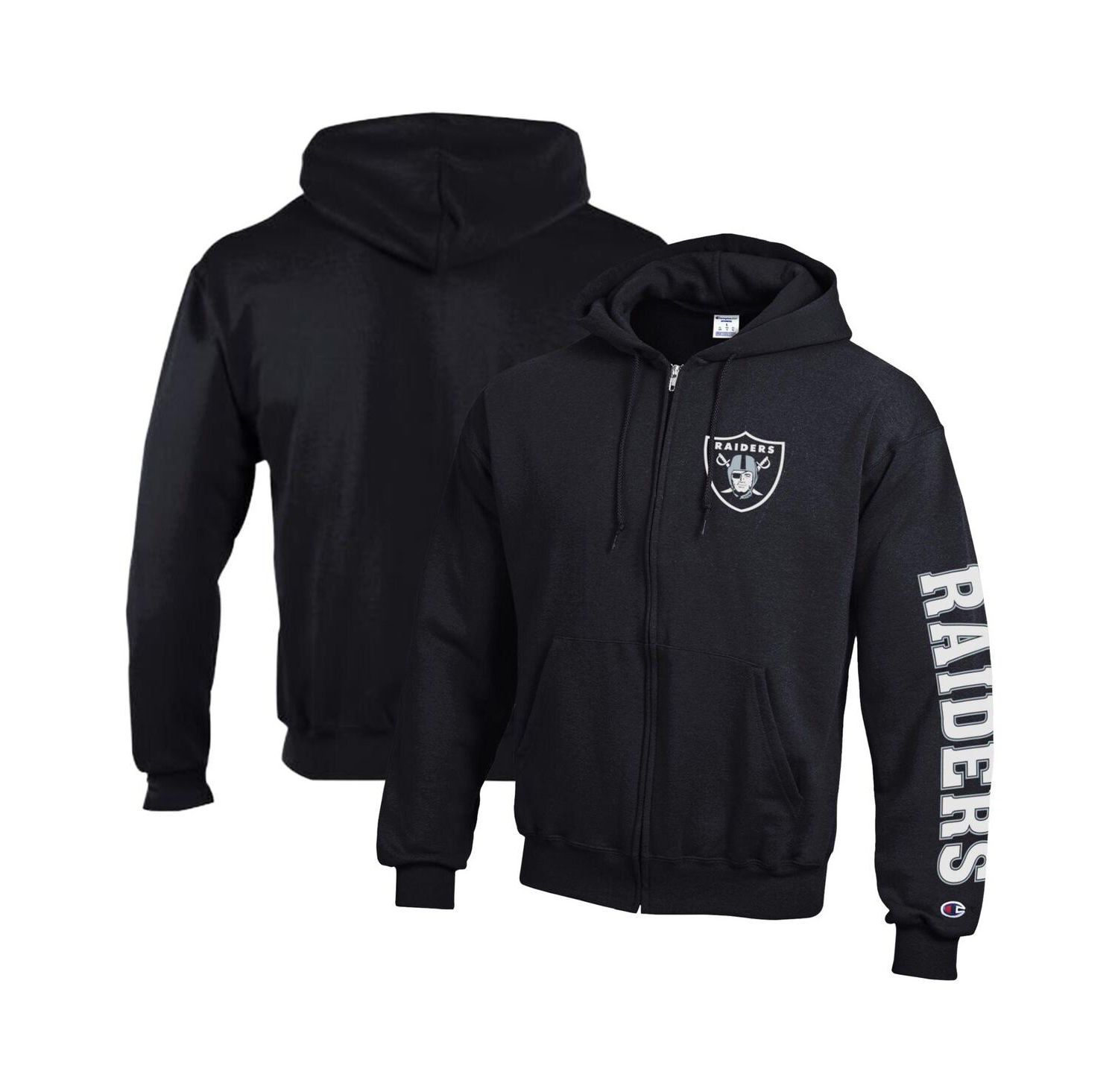 Men's Black Las Vegas Raiders Powerblend Fleece Full-Zip Hoodie