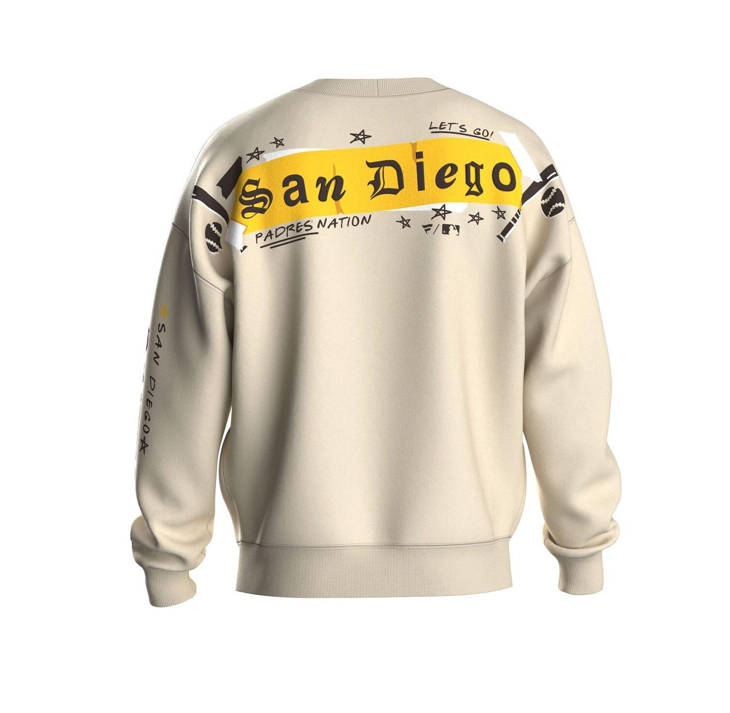 Women's Beige San Diego Padres Graffiti Fleece Sweatshirt