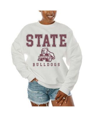 Women's White Mississippi State Bulldogs Freestyle Fleece Pullover Sweatshirt
