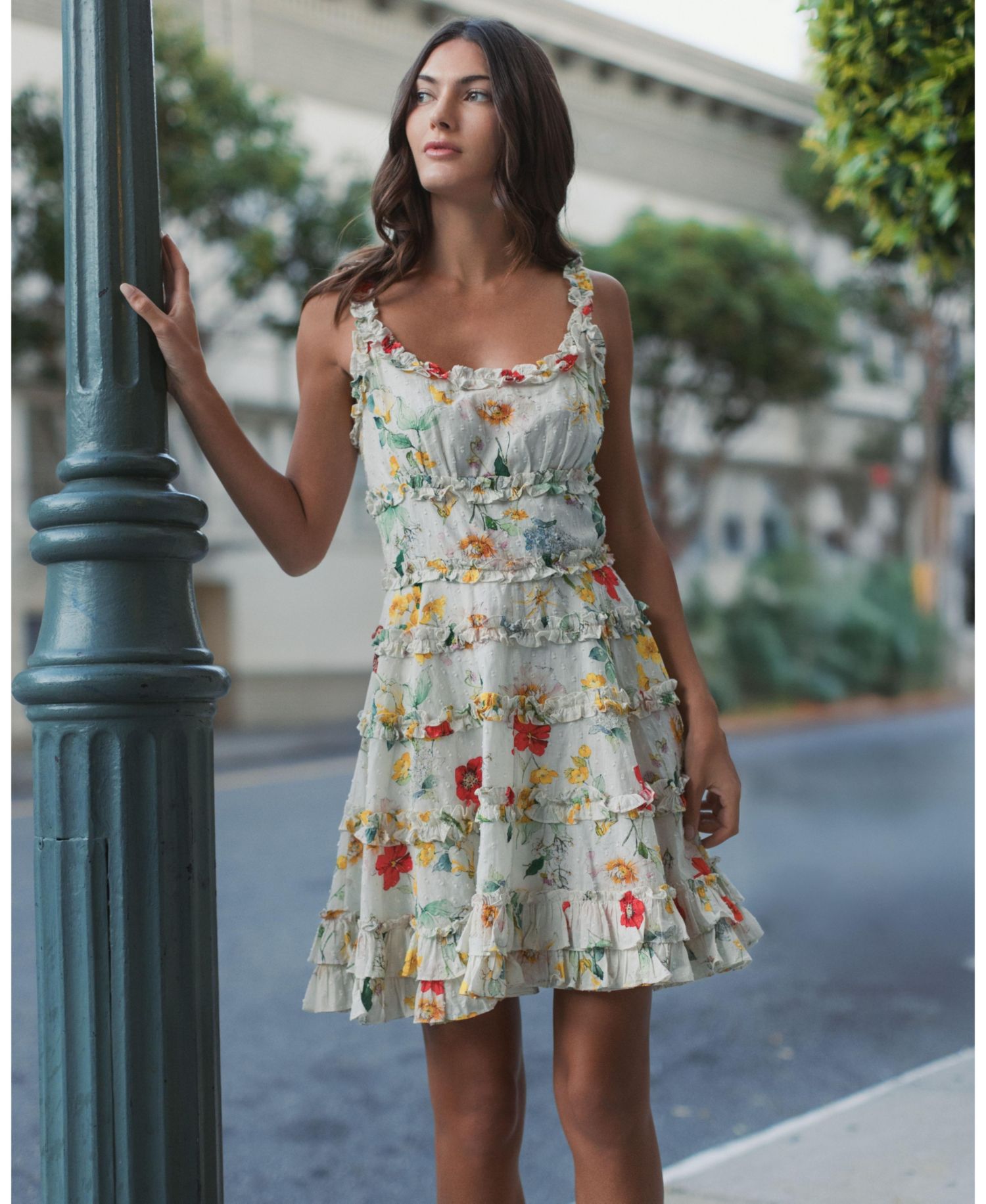 Women's Ruffle Floral Mini Dress