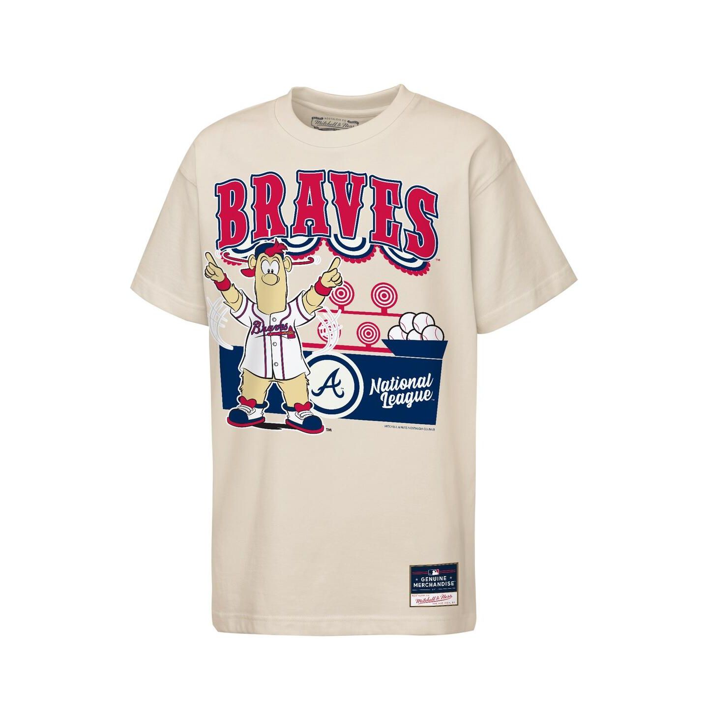 Детская футболка Mitchell & Ness Cream Atlanta Braves Step Back Up Mascot — фото 1