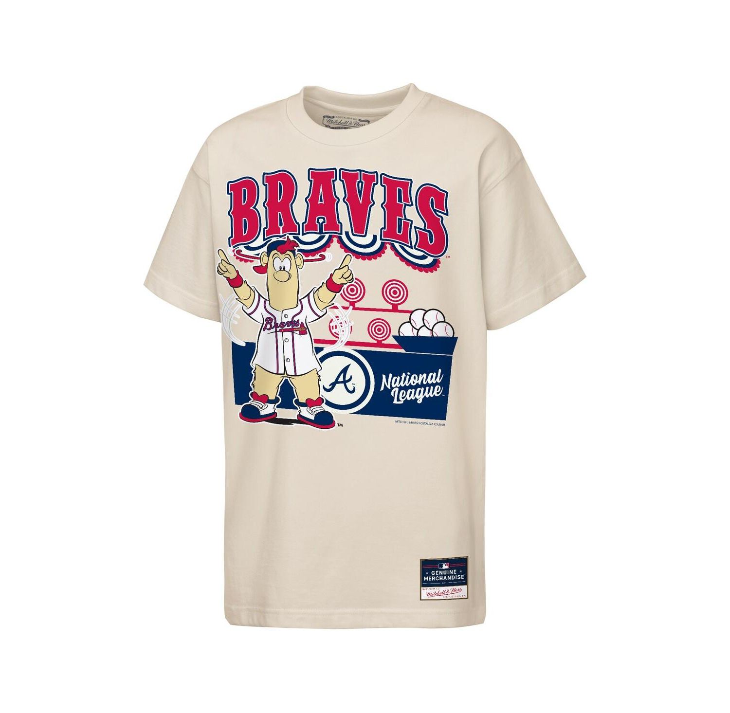 Big Boys and Girls Cream Atlanta Braves Step Back Up Mascot T-Shirt
