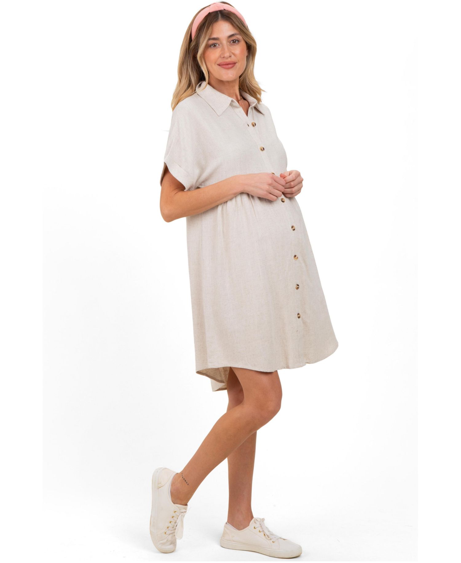 Women's Sage Dolman Sleeve Linen Shirt Dress