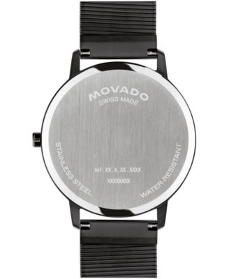 Movado Unisex Movado Face Swiss Quartz Ionic Plated Black Steel