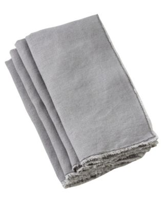 Fringe Linen Table Napkins, Set of 4