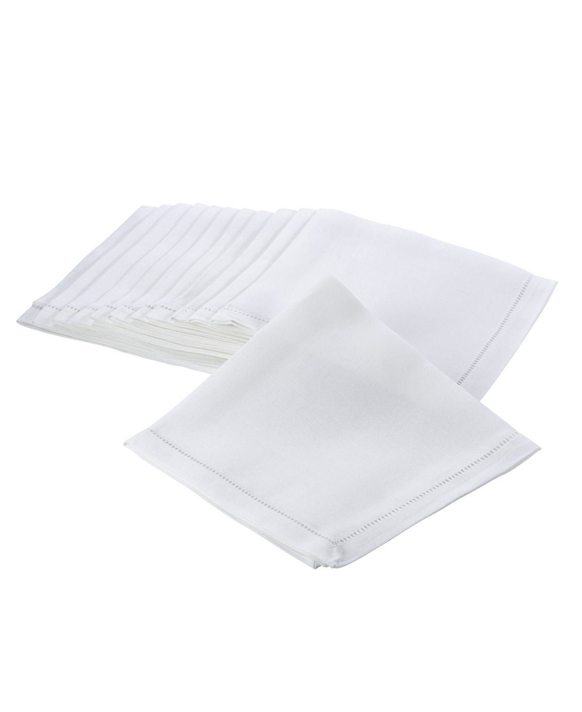 SARO 6300.W20S 20 in. Square Classic Hemstitch Border Dinner Napkin - White  Set of 12