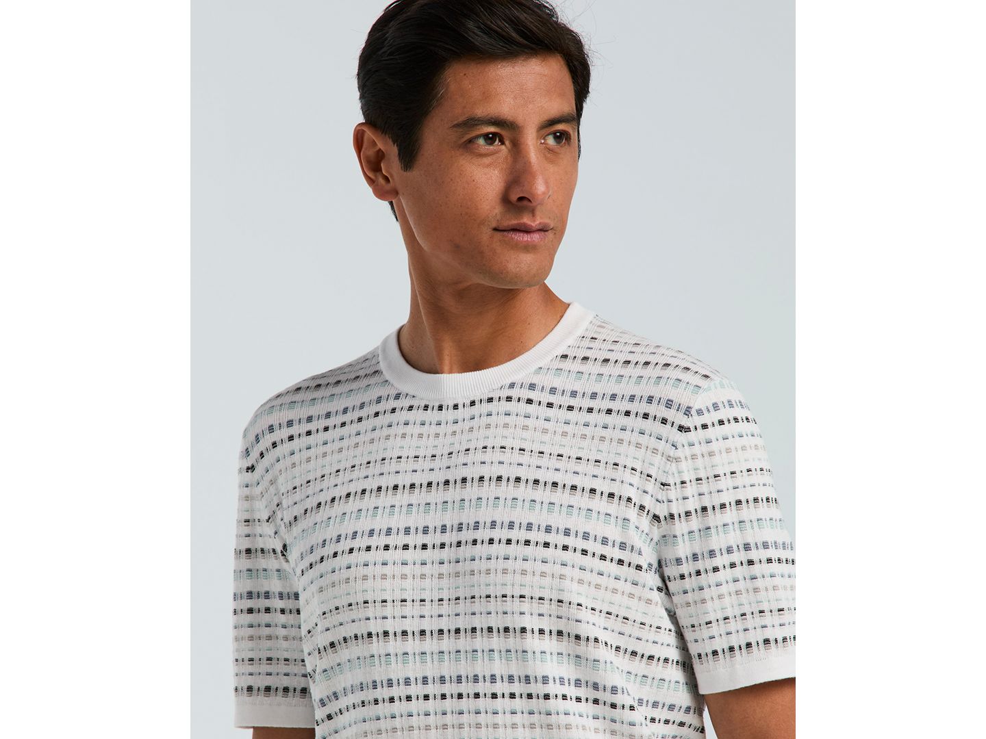 Мужской свитер Perry Ellis Jacquard Multicolor Short-Sleeve Geometric Print, цвет: Яркий белый — фото 4