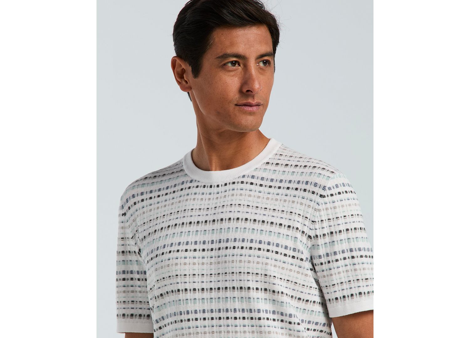 Men's Jacquard Multicolor Short-Sleeve Geometric Print Sweater