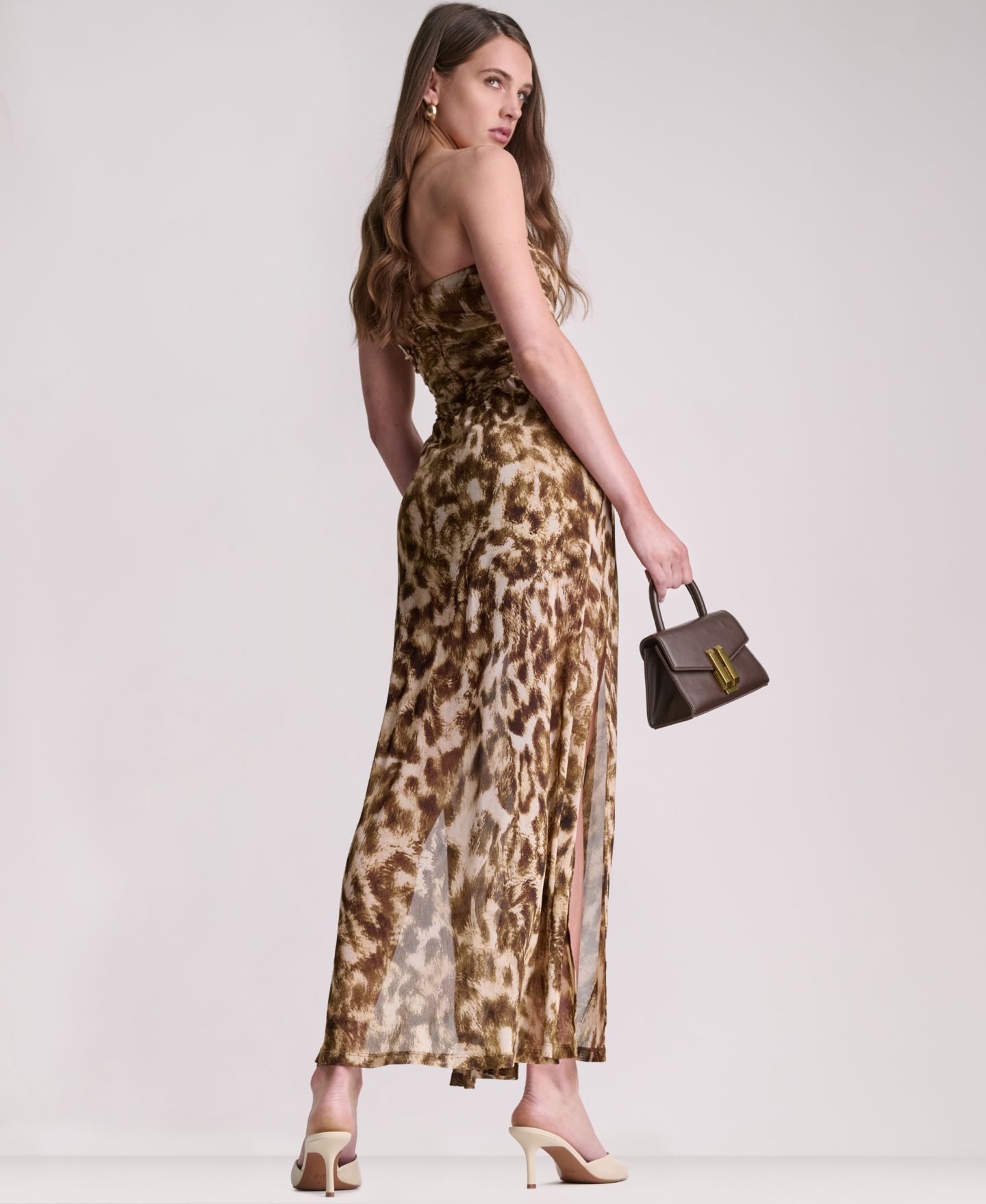 Женское платье BCBG Strapless Maxi, цвет: Тёмно-коричневый сумеречный разноцветный — фото 6