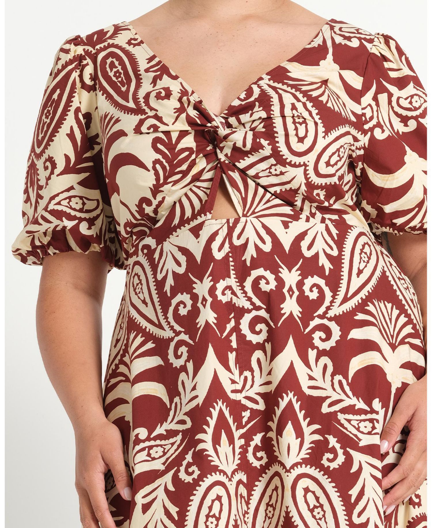 Women's Aurela Cotton Print Twist Midi Dress