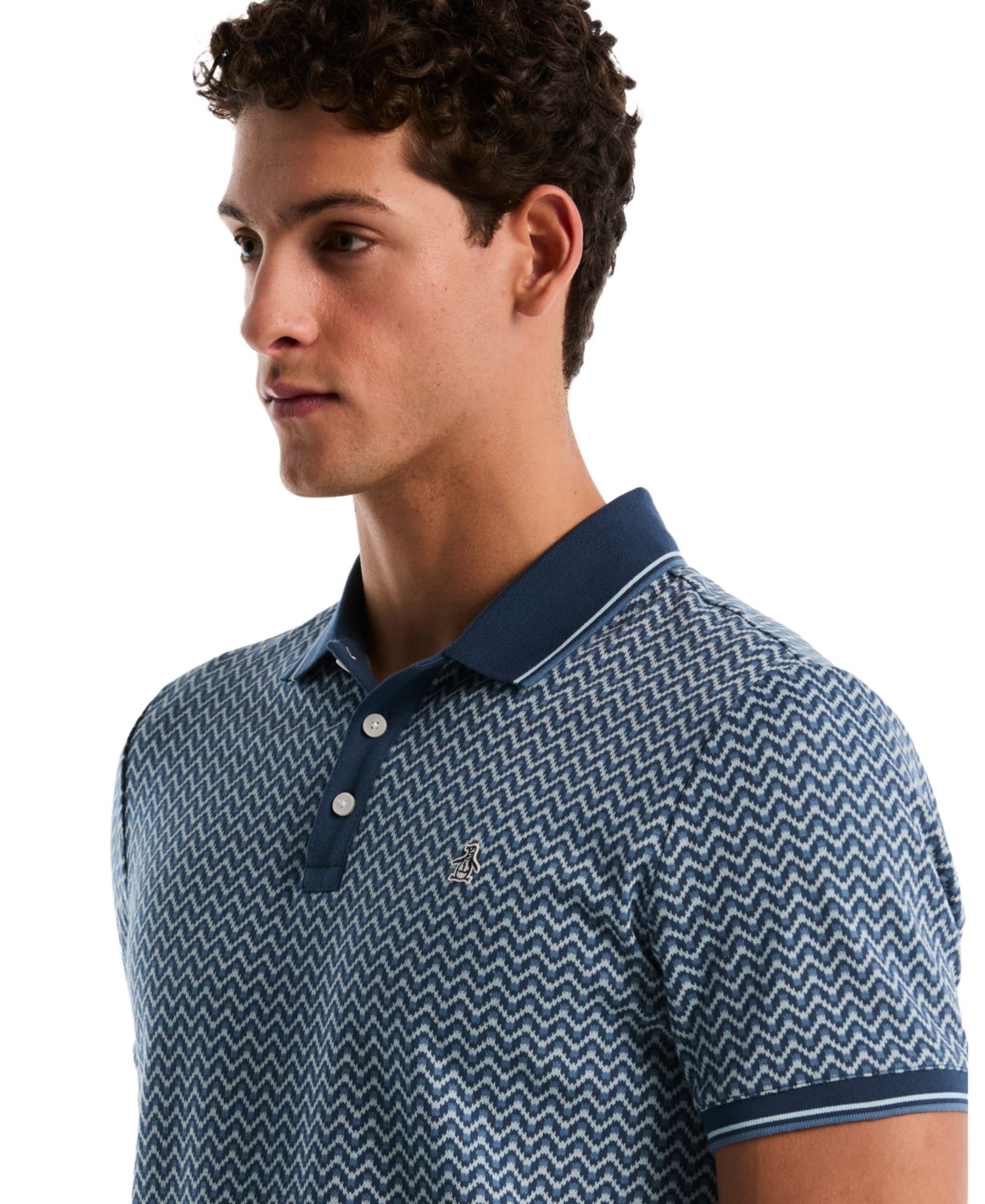 Men's Jacquard Wave Polo Shirt