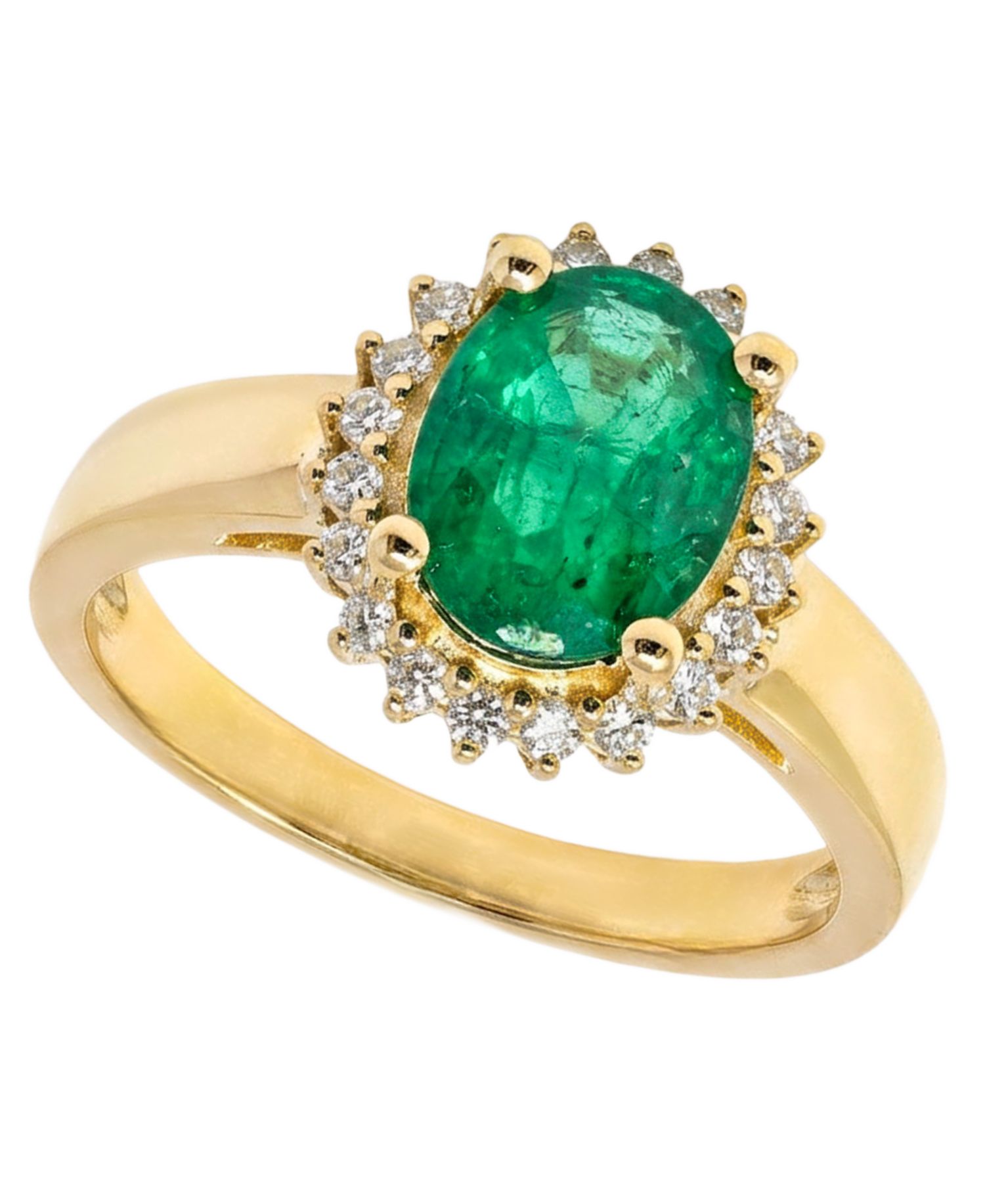 Emerald (1-5/8 ct. t.w.) & Diamond (1/5 ct. t.w.) Ring in 14k Yellow Gold