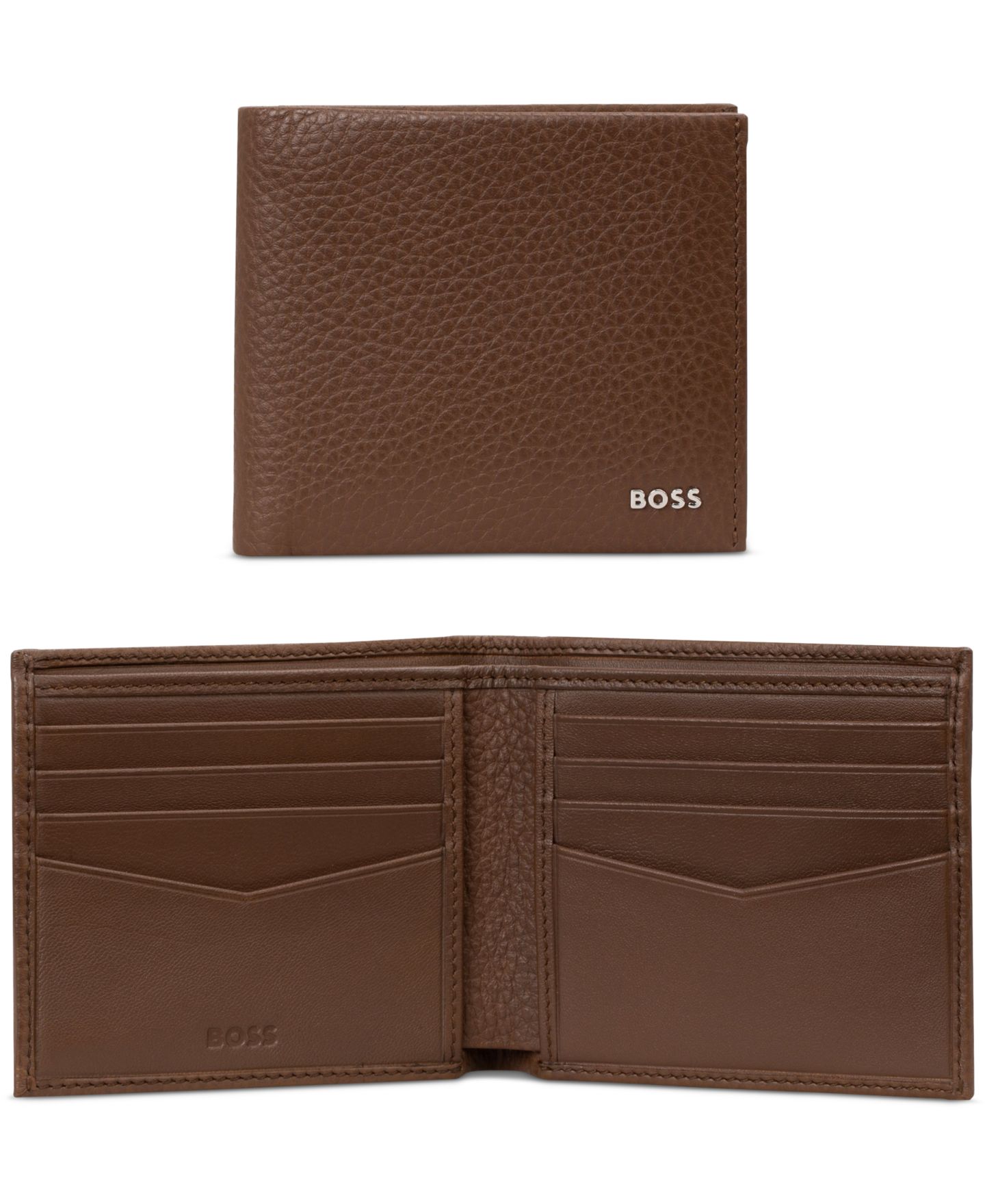 Мужской кошелёк Hugo Boss New Crosstown Bifold Leather Wallet, цвет: Средний коричневый — фото 3