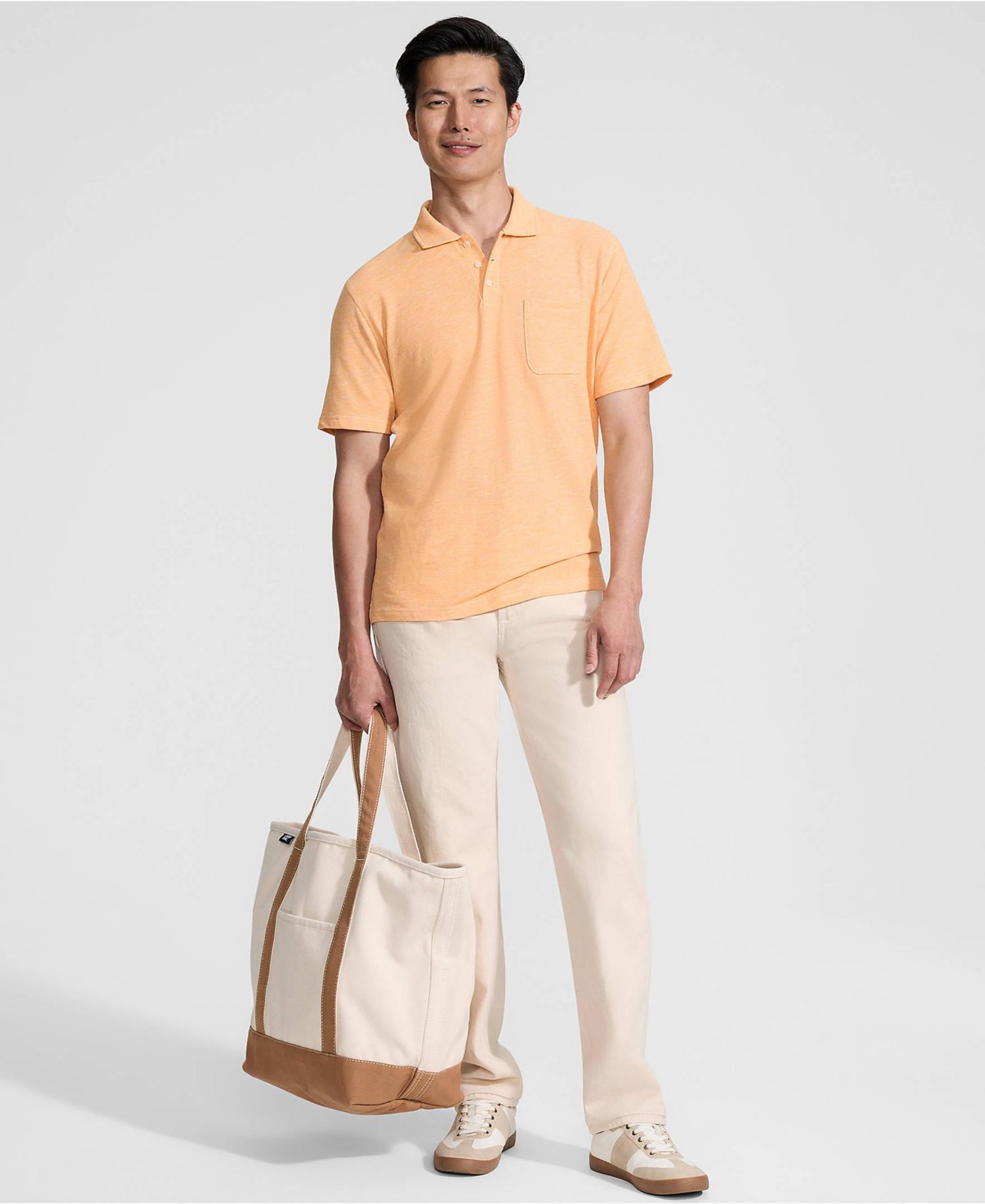 Men's Short Sleeve Cotton Linen Polo