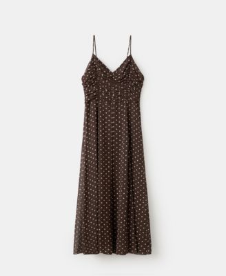 Women's Gathered Neckline Polka Dot Dress