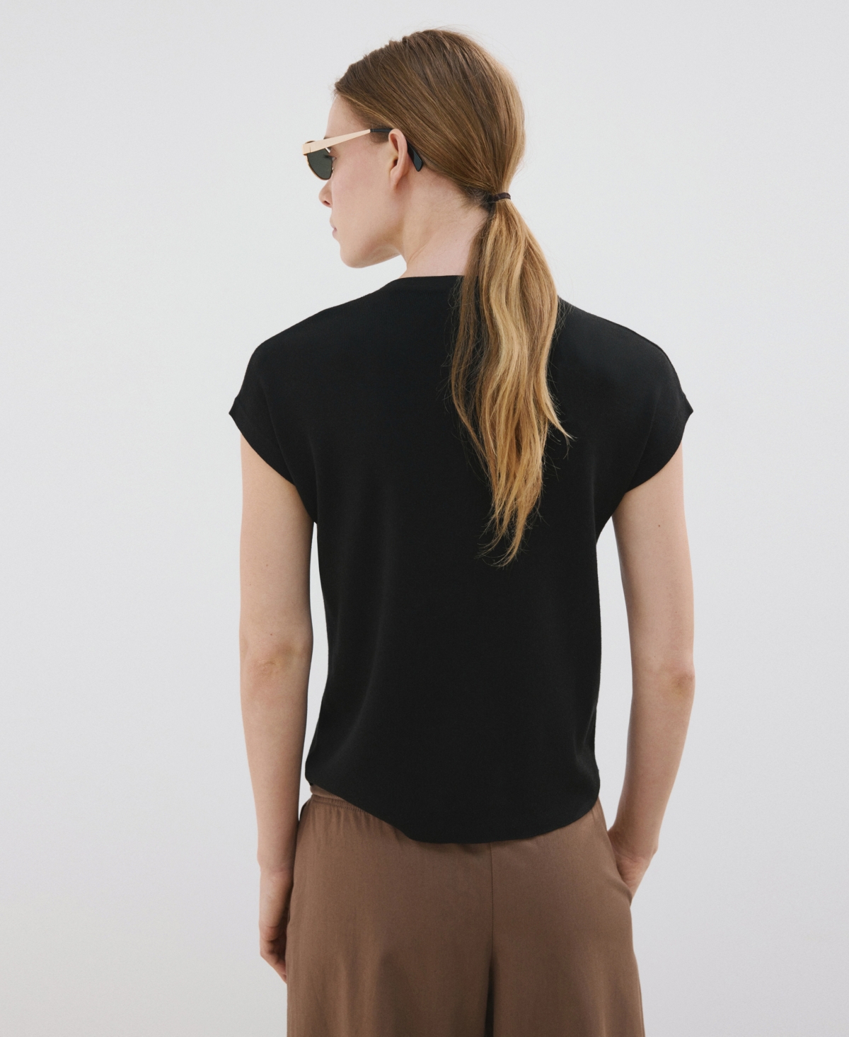 Mango Women's Short-Sleeved Knitted Cotton Sweater