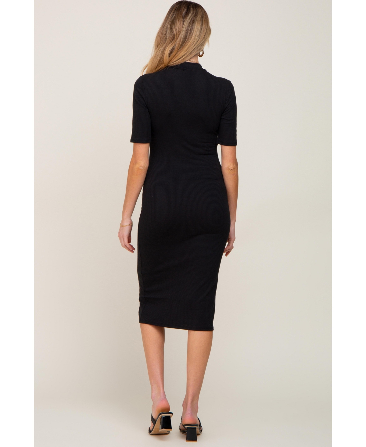Pinkblush Maternity Ribbed Mock Neck Midi Dress