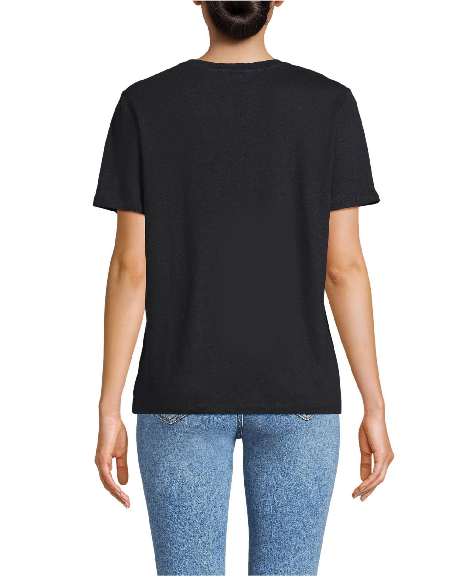 Women's Short Sleeve Linen Blend V-neck Tee