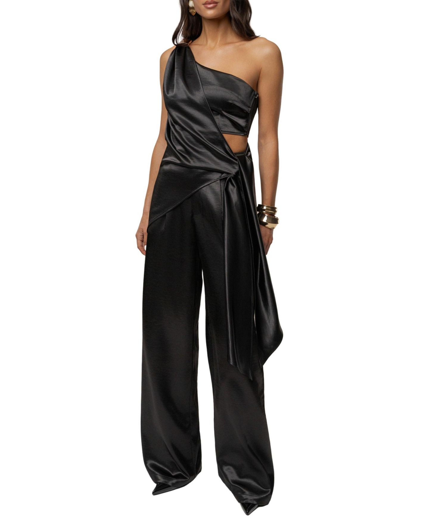 Женские брюки JLUXLABEL Thea Satin, цвет: Чёрный — фото 6