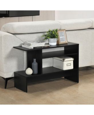 Modern Sofa Table with Open Shelving, 32" Slim Wood Accent Table with Storage Shelf for Living Room, Entryway, or Bedroom