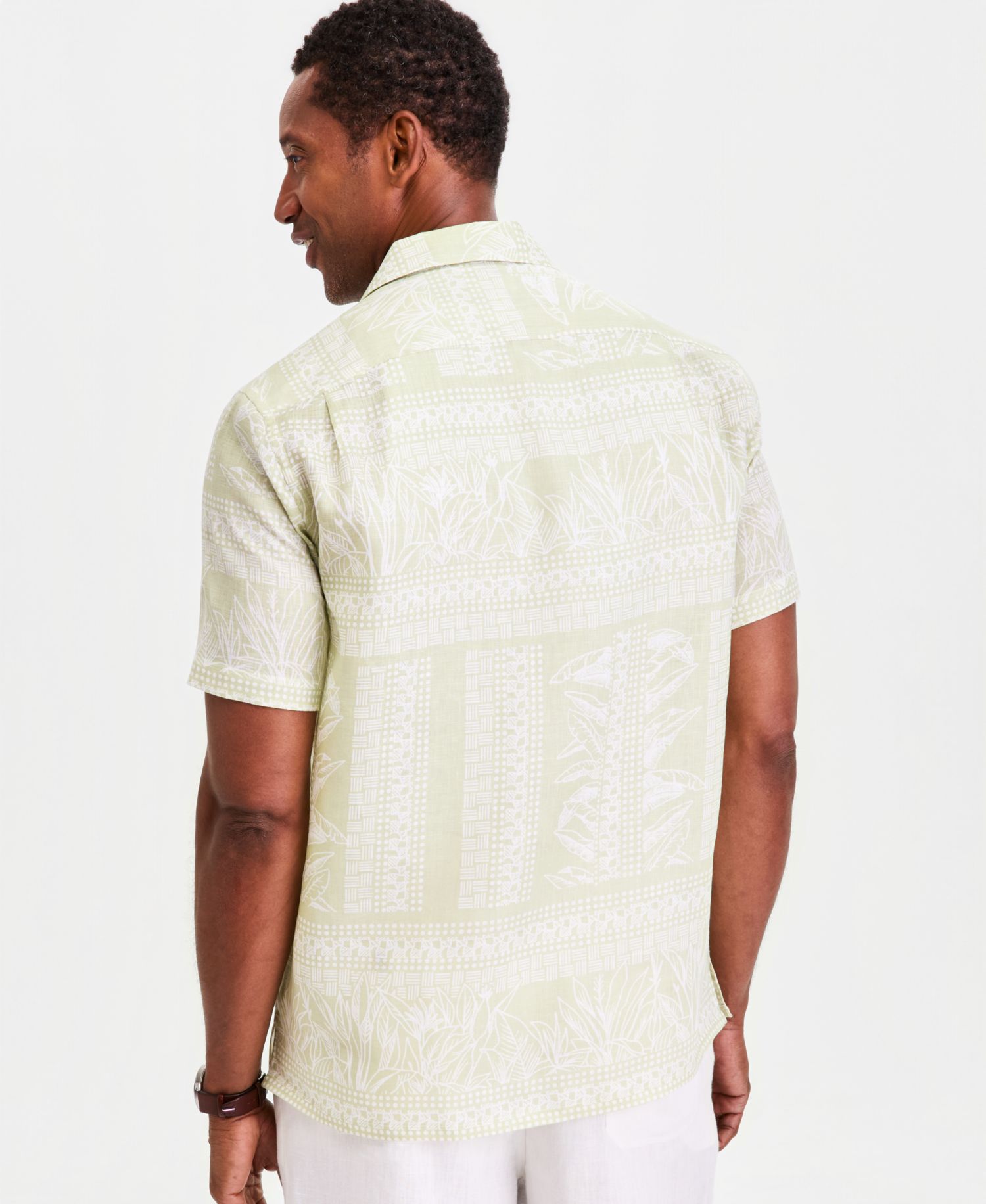 Men's Tropical Row Camp Collar Linen Short Sleeve Shirt, Macy's Exclusive