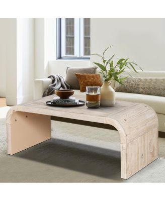 Farmhouse Vintage Coffee Table, Curved Art Decor