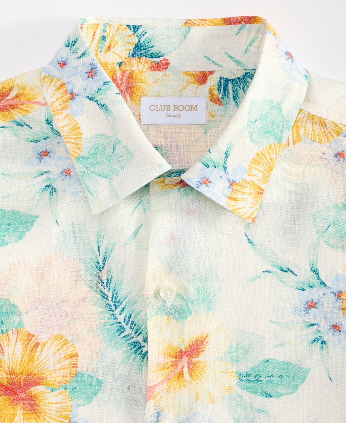 Club Room Men's Hola Floral Linen Short Sleeve Shirt, Macy's Exclusive