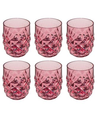 Diamond Cut Acrylic Stemless Wine Glasses, Set of 6
