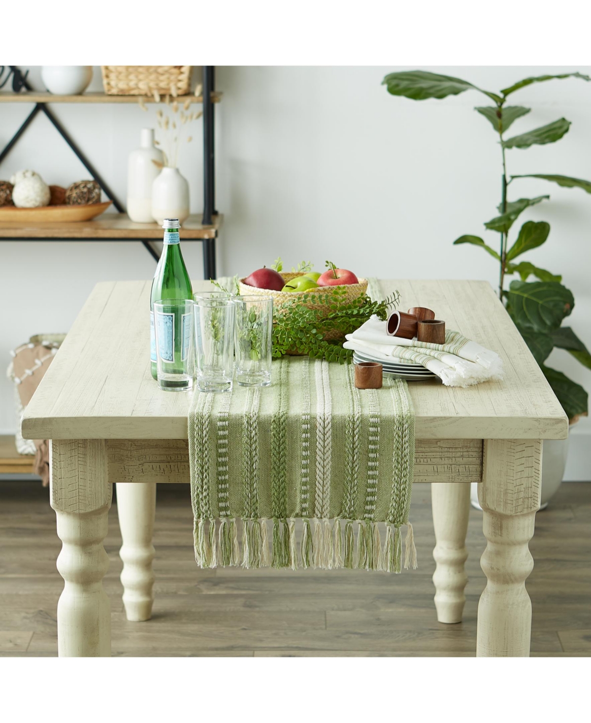 Design Imports Braided Stripe Textured Table Runner